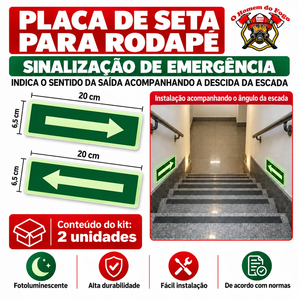 Setas para rodapé